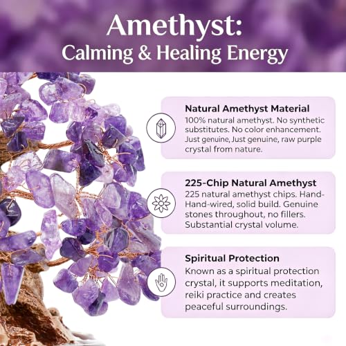 Natural Amethyst Crystal Tree, Handmade Crystal Money Tree for Home Decor