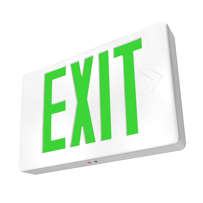 LFI Lights | Thin Green Exit Sign | All LED | White Thermoplastic Housing | Hardwired with Battery Backup | Optional Double Face and Knock Out Arrows Included | UL Listed | (1 Pack) | LEDT-G 1 Pack