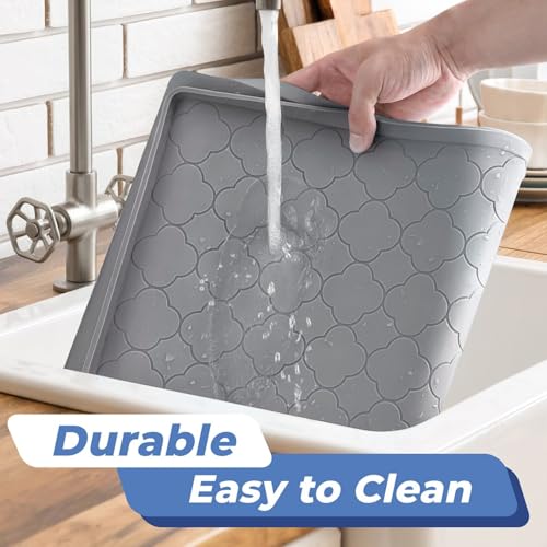 Jin&Bao Under Sink Mat 40" x 22" Waterproof Silicone Cabinet Kitchen Liner Dark Gray 22"w x 40"l