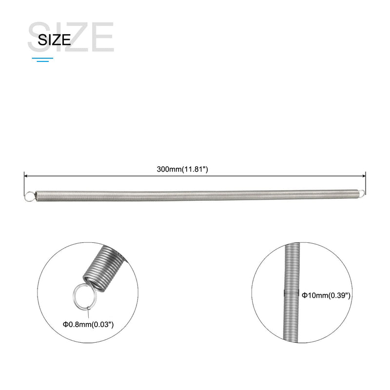 [Australia - AusPower] - Extension Spring (0.8x10x300mm/0.031"x0.39"x11.81") 1Pcs, Stainless Steel Tension Spring Wire - for Home Repair Construction Machinery 0.031"x0.39"x11.81" 