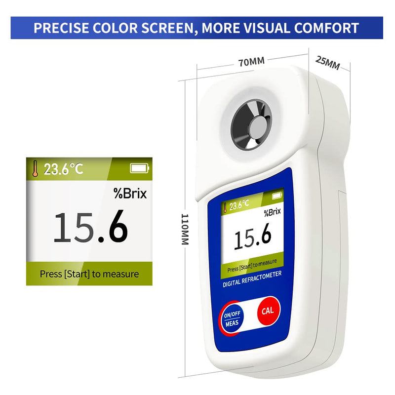 [Australia - AusPower] - Digital Brix Refractometer Flagfront brix Meter Refractometer Automatic Temperature Compensation Brix Refractometer Range 0-55%，±0.1% Precision for Fruit Juice Coffee 