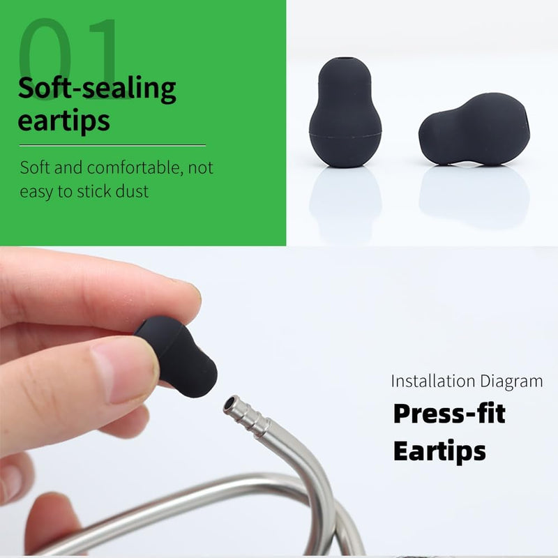 [Australia - AusPower] - Stethoscope Replacement Parts Diaphragm and Ear Tips Kit, Compatible with Littman Cardiology. Repair Accessories 40022,Replacement for Littmann Classic Stethoscopes,Black 