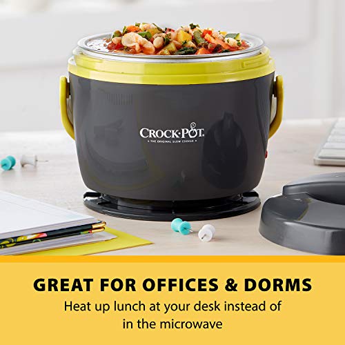 Crock-Pot Electric Lunch Box, Portable Food Warmer for On-the-Go, 20-Ounce, Grey/Lime
