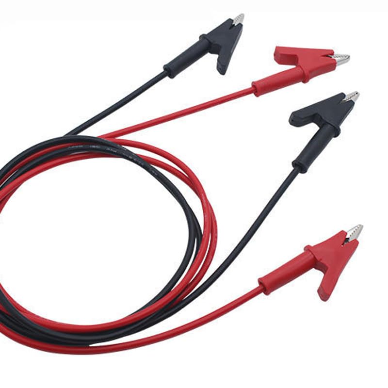 [Australia - AusPower] - Dual Ended Alligator Clips, 2 Pcs 3.3ft/1m Electrical Test Lead Wires, 15A Copper Clamps with Protective Jack Copper Clamps for Electrical Testing, Flexible Cable for Electrical Testing & Repairs 