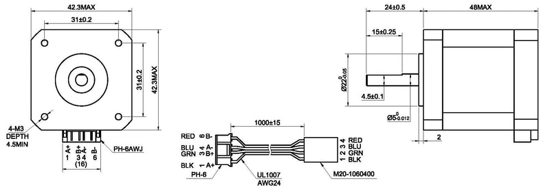 [Australia - AusPower] - STEPPERONLINE Nema 17 Stepper Motor 2A 55Ncm Bipolar 1.8 Degree 4-Lead for 3D Printer CNC Extruder, 3 Pack 42*48 
