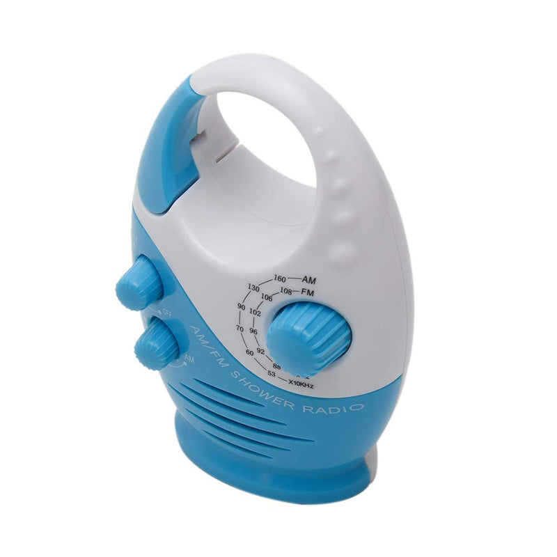 [Australia - AusPower] - Shower Radio, Splash-Proof Type AM FM Bathroom Radio,Built-in Speaker & Adjustable Volume Portable Waterproof Hanging Shower Radio with Top Handle(White and Blue) 