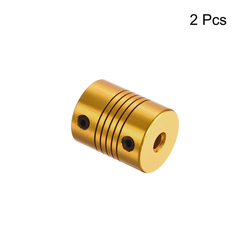 [Australia - AusPower] - uxcell 2 Pcs 6mm to 6mm Aluminum Alloy Shaft Coupling L24.5xD19.5 Flexible Coupler for Encoders and Motors,Golden 