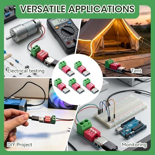 Pack of 5 USB C PD/QC Trigger Board Module, USB C Test Device with DIP Switch 5V/9V/12V/15V/20V, Step-Down Converter Module, Power Delivery Boost Module 100W for USB C Tester, Electronic Tests, Quick | Type C Module Power Delivery Boost 100W for DIY El...