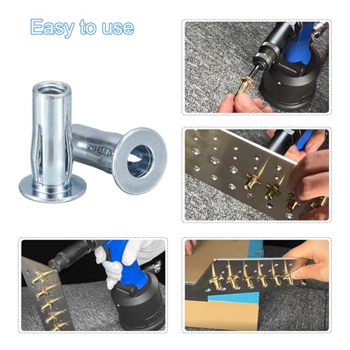 Awclub 5/16-18 multi-grip rivet nuts, 24-piece carbon steel threaded insert fasteners with flat heads