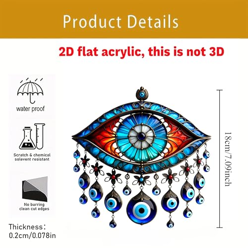 Acrylic Evil Eye Hanging Decor - Stained-Glass Style Amulet Pendant for Home/Patio | Ideal Gift for Protection Lovers/YX-25