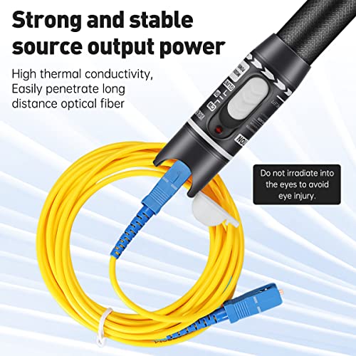 Moocci visual fault locator fiber optic cable tester with FC male to LC female adapter, white device and kit