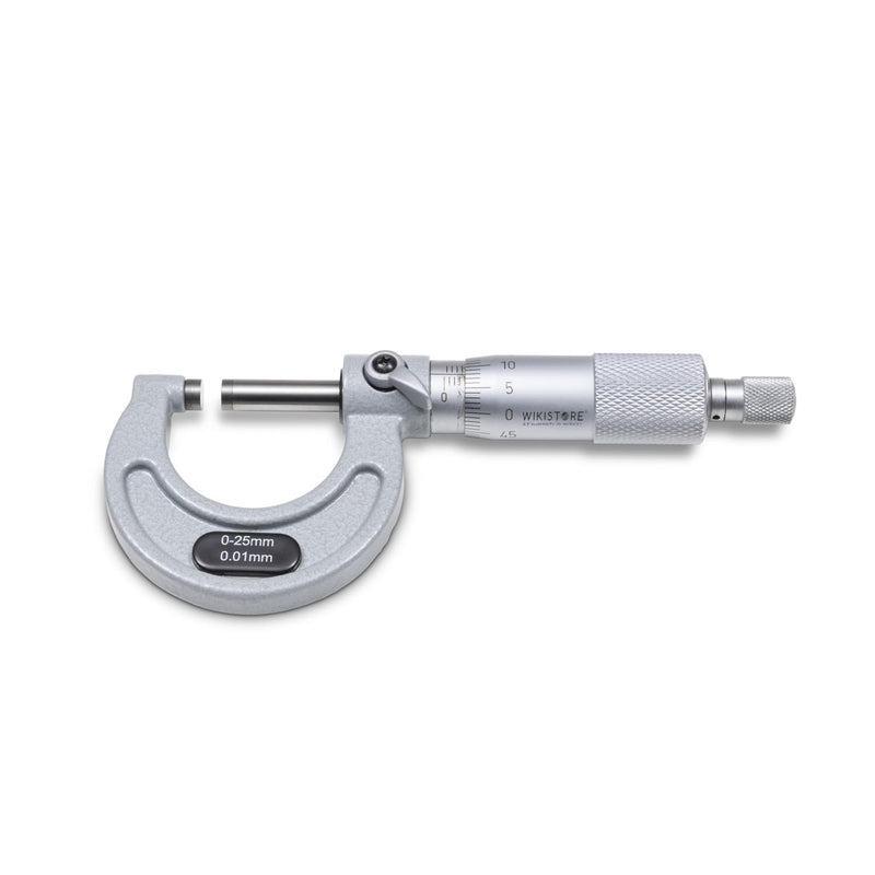 [Australia - AusPower] - WIKISTORE Professional Micrometer 0-25 mm, Centesimal Micrometer, Industrial Precision with Aluminium Alloy Arc, Friction System and Lever Lock, Precise Work Tool 