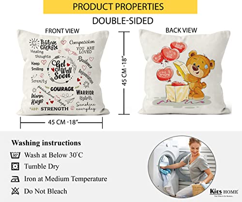 CROWNLY® (Double-Sided) Get Well Soon Gifts for Women and Men Pillow Cover Inspirational 18x18 Throw Pillows Kids Feel Better