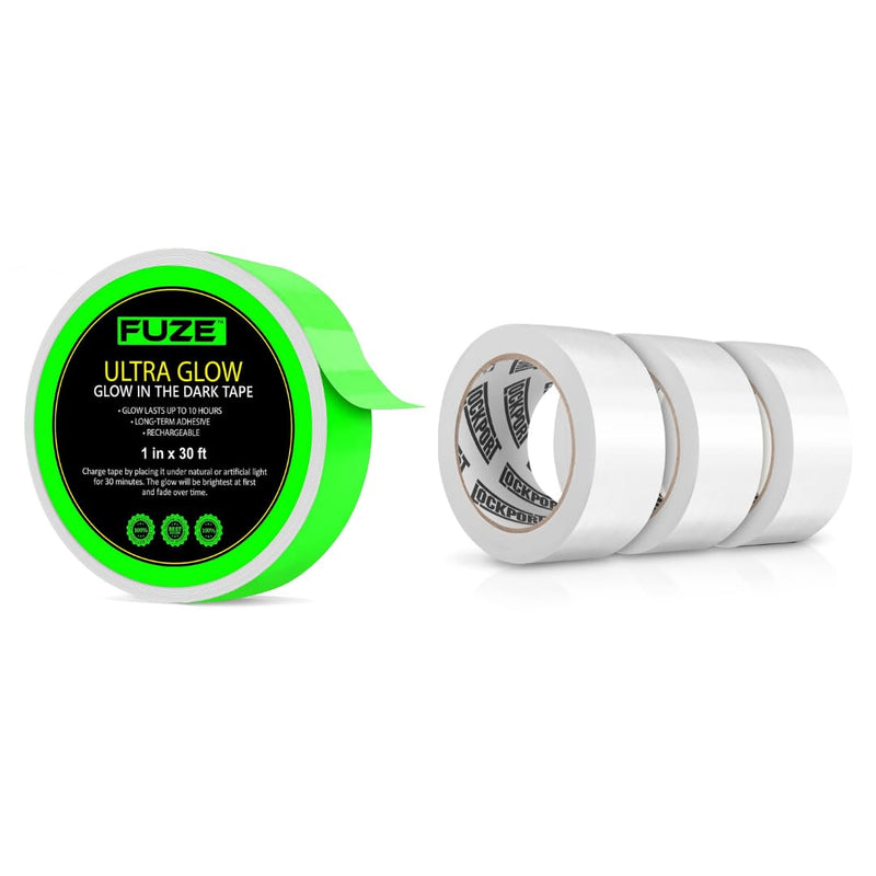 Lockport Glow in The Dark Tape and White Duct Tape, 3 Pack Bundle