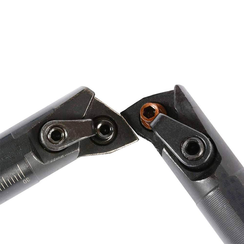 5/8'' x 7'' Turning Tool Indexable Boring Bar S16Q-MWLNR08 + S16Q-MWLNL08 with 10pcs WNMG080404-CM Indexable Carbide Turning Inserts for Metal Lathe Turning Tools