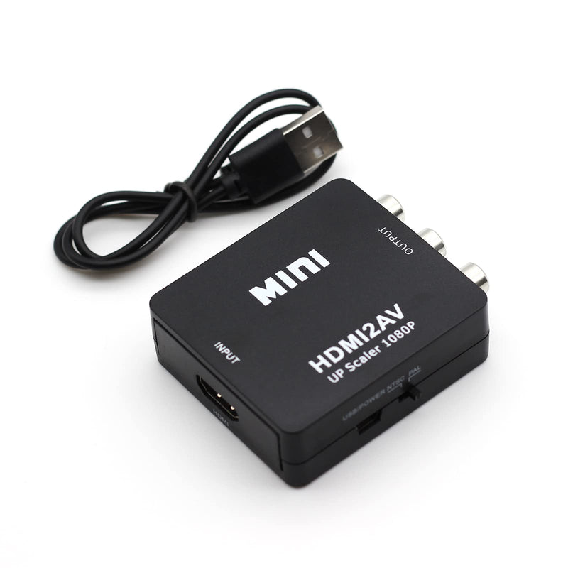 [Australia - AusPower] - HDMI to RCA Converter, 1080p HDMI to AV Converter Mini HDMI to 3RCA CVBs Composite Video Audio Adapter for TV/PS3/VHS/VCR/DVD/PC/Blu-Ray DVD Black 