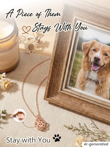 Pet Cremation Jewelry For Ashes Stainless Steel Pet Paw Memorial Locket Urn Necklace For Dog Cat Mini Case Inside Memorial Keepsake Cremation Jewelry Women Men Silver