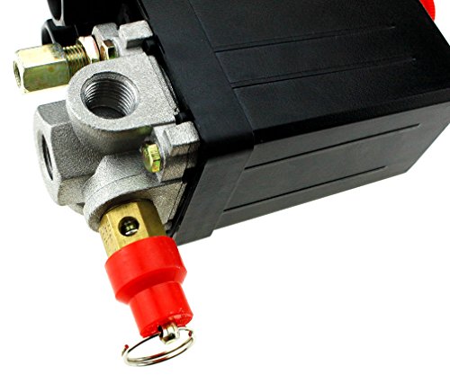 Air Compressor Pressure Switch 1/4" BSP 4 Port Manifold with Safety Valve & Blanking Plugs & Air Pressure Gauge