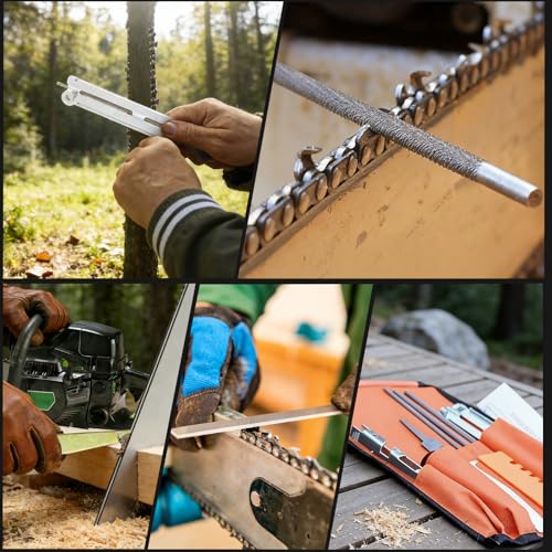 Chainsaws Sharpening Files Sharpening Set Universal Field Chainsaw Sharpener | Contains 4.0, 4.8, 5.5 mm for sharpening saw chains. Includes round file, flat file, depth gauge, file guide, handle and bag