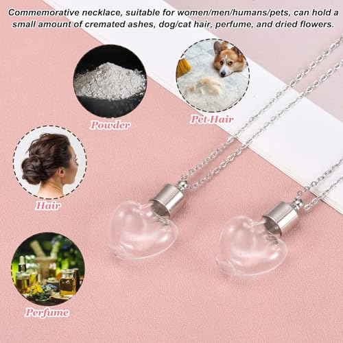 sourcing map Vial Necklace, Stainless Steel Glass Heart Perfume Bottle Pendant Necklace Ashes Vial Pendant Openable Bottle Case 10