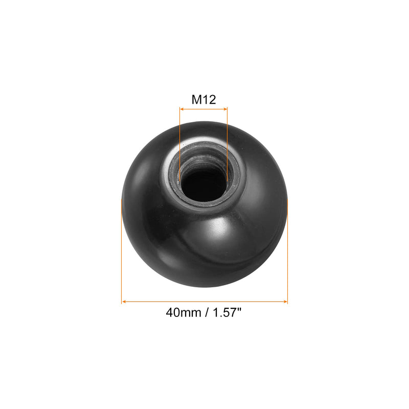 [Australia - AusPower] - uxcell 6Pcs Threaded Ball Knobs, M12 Female Thread Thermoset Ball Knob 1.57'' Dia Black Round Operation Ball Handles Embedded Threaded Knob for Machine Handle Tool Replacement M12x1.57'' 