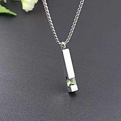 Urn Necklace for Ashes Birthstone Cuboid Cremation Jewelry Keepsake Holder Memorial Locket Necklaces Pendant August