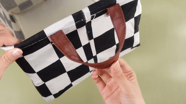 Boao 3 Pcs Black and White Checkered Storage Basket with Handle Regular