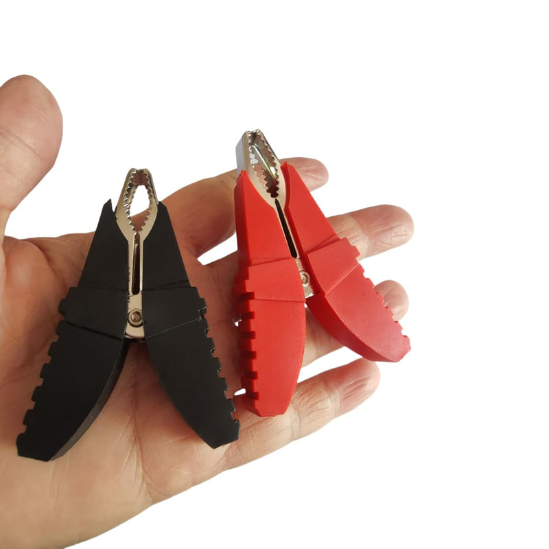 [Australia - AusPower] - Insulated Alligator Clips 50A Crocodile Clamps Electrical Test Clamps Clips Battery Cable Clips Clamp 2Pcs Red, 2Pcs Black 