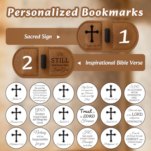 Magnetic Bookmarks with Pen Holder, Bible Bookmark (Brown-Psalm 119：105) Brown Psalm 119：105