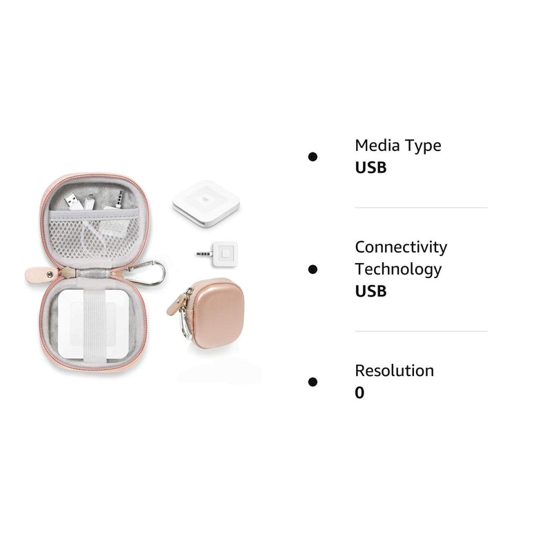 [Australia - AusPower] - Chip Card Reader Scanner Case compatible with Square Contactless Dock and Chip Reader (2nd Generation), Square A-SKU-0485, Chip Reader Scanner, USB Cables and Small Accessories (Rose Gold) Rose Gold 