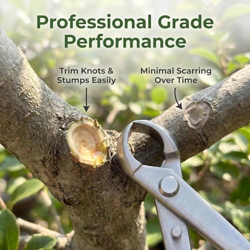 Yferrovibe 8.3-inch knob cutter bonsai tool with rounded cutting jaws for precise branch removal