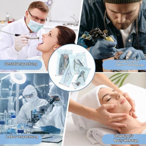Pack of 200 Sterilisation Bags, Self-Sealing Sterilisation Bags, Sterilisation Bags, Dental Self-Sealing Sterilisation Bag