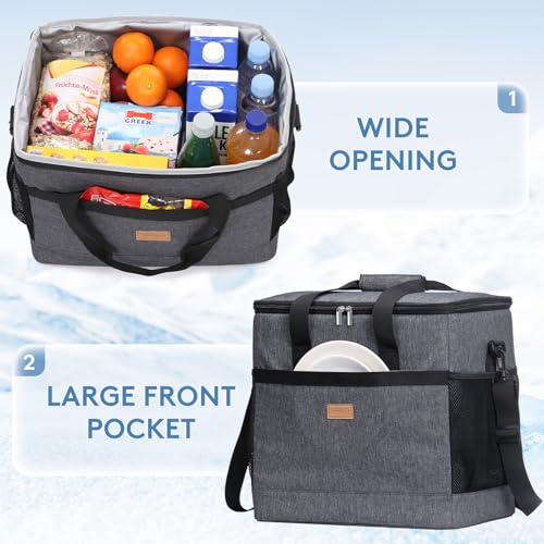 Lifewit Cooler Bag 30/50/60 Cans Collapsible, Insulated Large Lunch Bag 60-Can(40L) Dark Gray