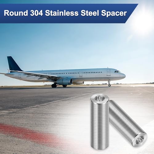 M METERXITY 8-piece M6 304 stainless steel spacers, 6mm ID x 14mm OD x 40mm long, silver round bushings