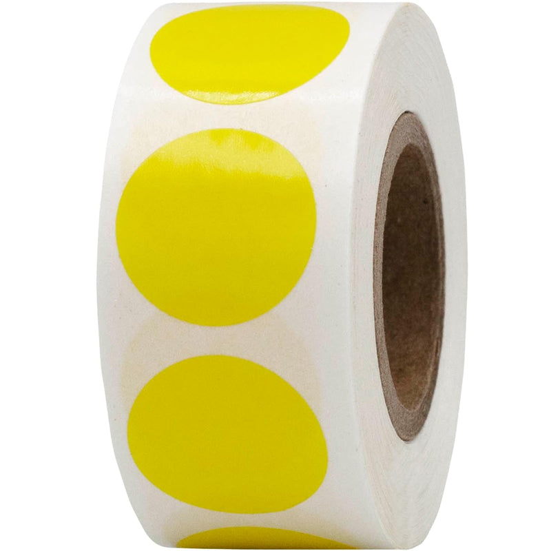 Yellow 3/4" Inch Transparent Color Coding Labels, 500 Total Adhesive Stickers On A Roll, Ideal for Planners, Journals, Mailing Seals and Crafting Ideas Yellow