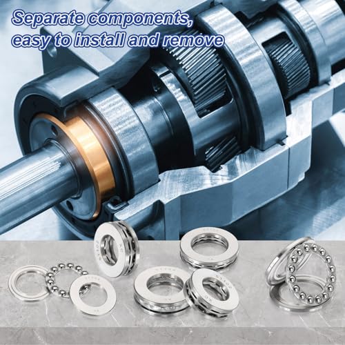 PATIKIL 51204 Thrust Ball Bearings 20x40x14mm, 4 Pcs Chromium Steel (GCr15) Miniature Single Row Roller Miniature Ball Bearings for Conveyor Systems Machine Tools, Silver #51204 20x40x14mm