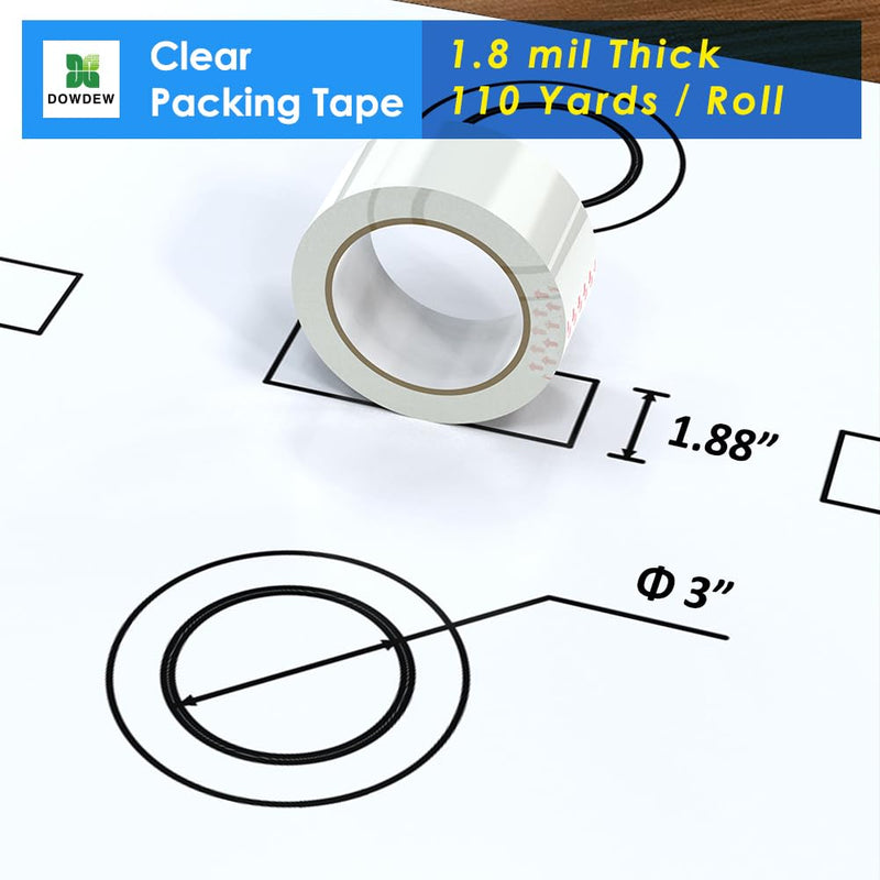 [Australia - AusPower] - Clear Packing Tape, [2 Pack] Heavy Duty Packaging Tape 1.88 Inch x 110 Yards Ultra Strong Refill Rolls for Shipping Mailing Moving 220 Total Yards 2 