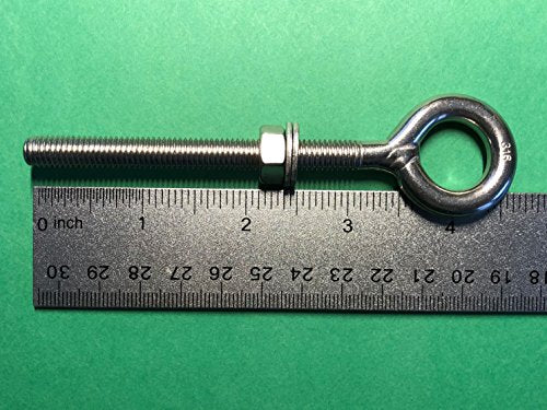 US Stainless M8 stainless steel 316 eye bolts, 8mm x 80mm, marine grade, pack of 2