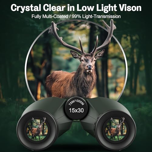 Occer 15x30 Binoculars for Adults Kids Easy Focus for Bird Watching Green