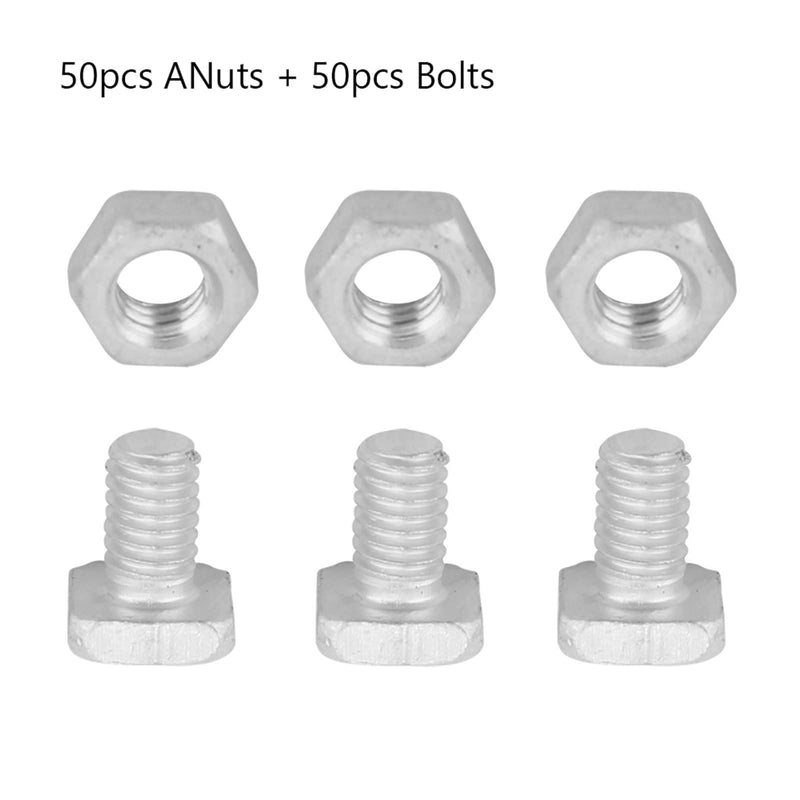 [Australia - AusPower] - Liineparalle 50Pcs Aluminium M6X12 Bolts+ 50Pcs M6 Nuts, Nut & Bolt Tool Assortment Sets for Outdoor Plant Gardening Greenhouse 