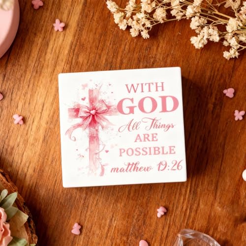 Christian Decor for Women Pink Bible Decor Inspirational Gifts Wooden Sign
