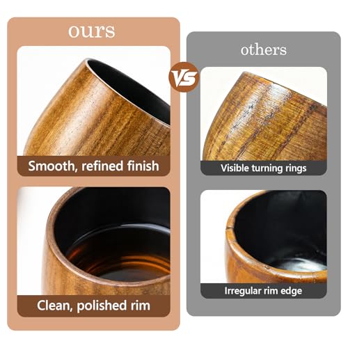 Wooden Whiskey Glass, Solid Wood Bourbon Tumbler with Charred Finish, Adds Subtle Wood Aroma, Old Fashioned Cup for Bourbon Scotch Rye, Unique Whiskey Gifts for Men Dad Husband (2) 2