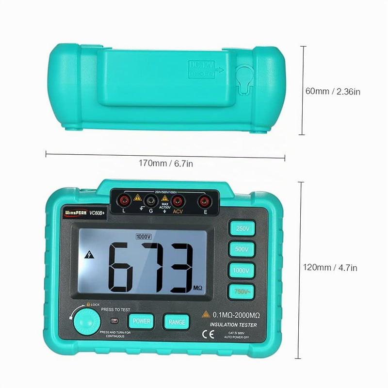 VC60B+ LCD Digital Insulation Resistance Tester Megohm Meter Megohmmeter DC250V/500V/1000V AC750V