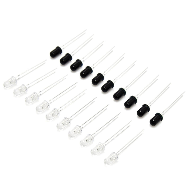 [Australia - AusPower] - 5mm 940nm LEDs Infrared Emitter and IR Receiver Diode for Arduino (Pack of 20pcs) EK8443 