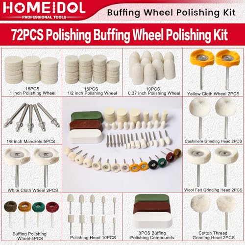 72Pcs Polishing Kit for Dremel Buffing Wheels with Polishing Compound Style 2