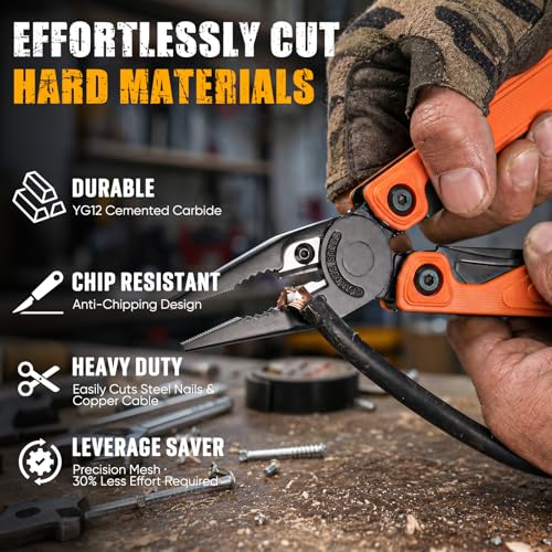BIBURY 9oz lightweight G10 handle multitool with orange one-hand opening pocket knife alldieweil