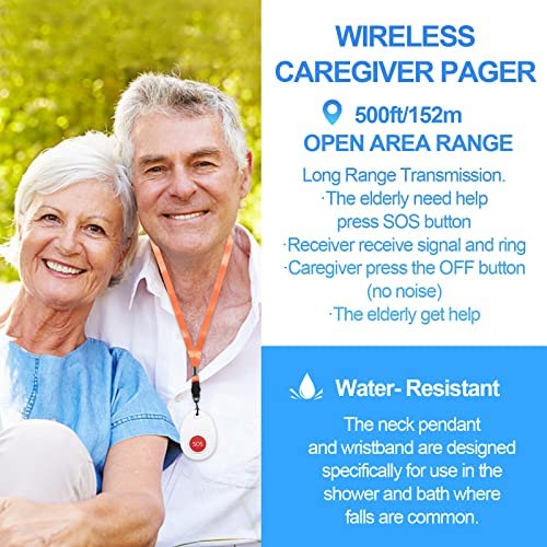 [Australia - AusPower] - CallToU Wierless Caregiver Pager Call Button Emergency Button Systems Call Bell for Elderly/Visually Impaired/Patients/Disabled Elderly Monitoring (600+ ft) CC06 1-1 US 