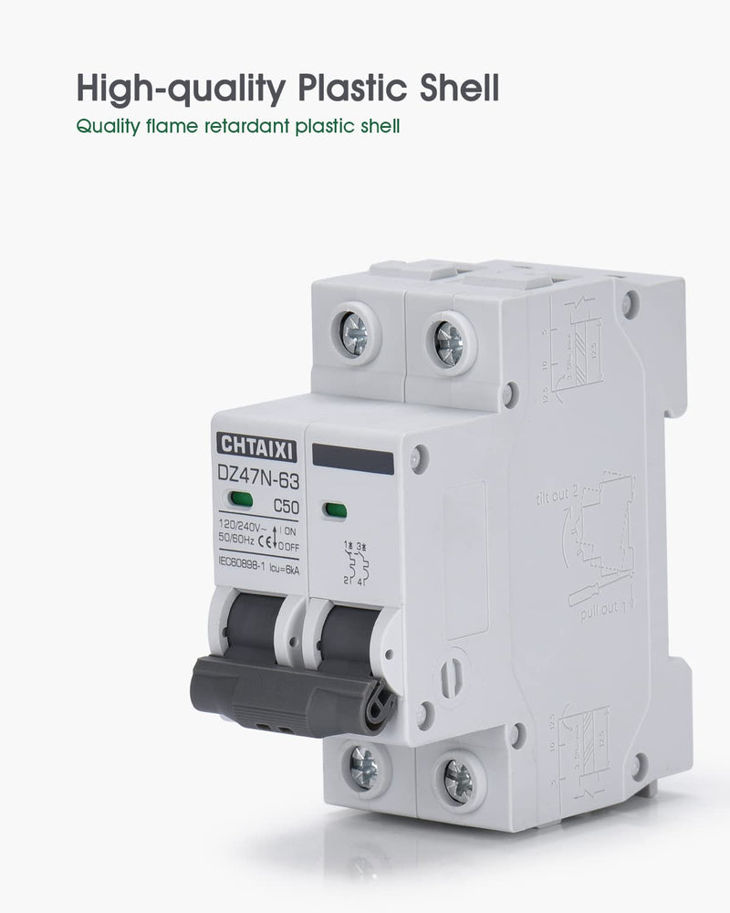 [Australia - AusPower] - AC Miniature Circuit Breaker, 32 Amp 120V/240V 2 Pole DIN Rail Mount Circuit Breaker, Thermal Magnetic Trip, Solar AC Disconnect Switch MCB C32 