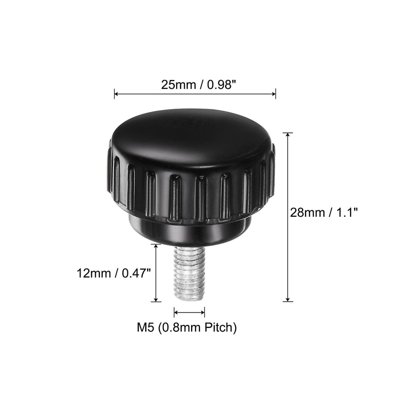 [Australia - AusPower] - uxcell 20pcs M5 x 12mm Male Thread Knurled Knobs, Thumb Screws Clamping Knobs Grip 25mm Plastic Round Head Hand Knobs Thumbscrews, Black M5 x 12mm x 25mm 