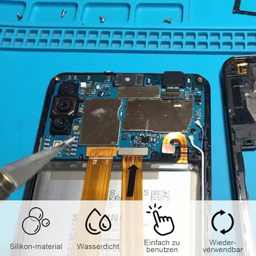 Soldering Mat, Antistatic Repair Mat, Extra Large 70 x 40 cm, Silicone Soldering Mat, 500°C, Heat Resistant, Robust, Work Mat, Silicone Mat, Soldering Pad for Electronics, Phone, Laptop, Repair (Blue)